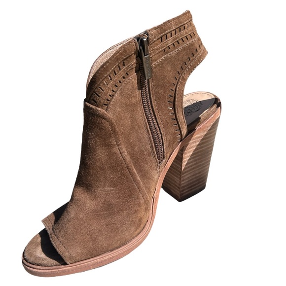 Vince Camuto Womens Shoe Koral Bootie 8.5 Tan Brown Suede Open Toe Ankle Boot - Picture 3 of 9
